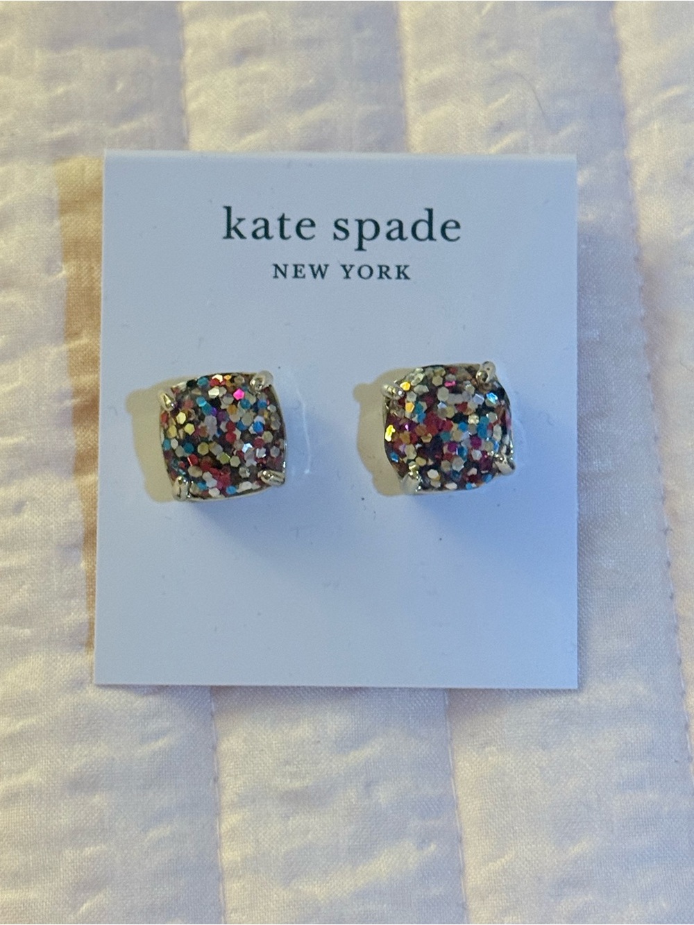 kate spade Multicolor Glitter Square Stud Earrings
